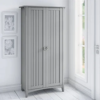 Tall Freestanding Storage Cabinet With Doors And 5 Shelves