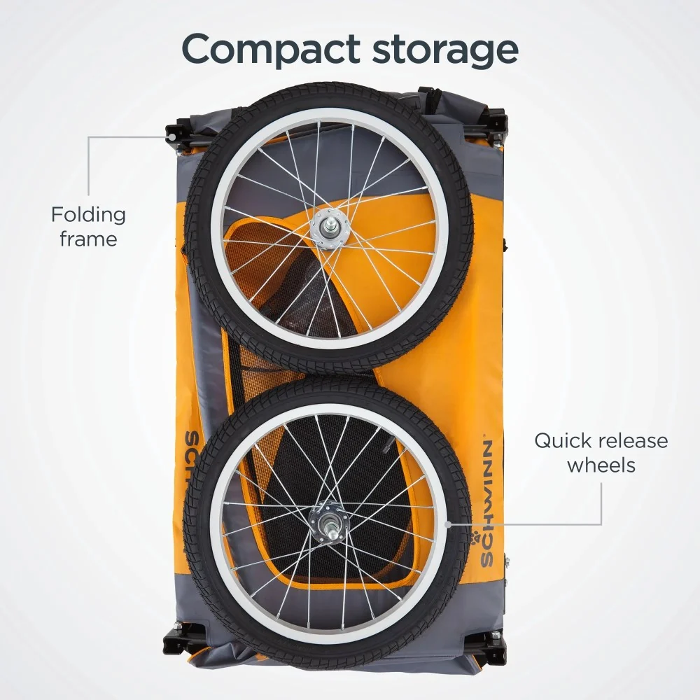 Schwinn Rascal Pet Bicycle Trailer, 16-Inch Wheels, 50 Lbs. Capacity, Orange - Image 9