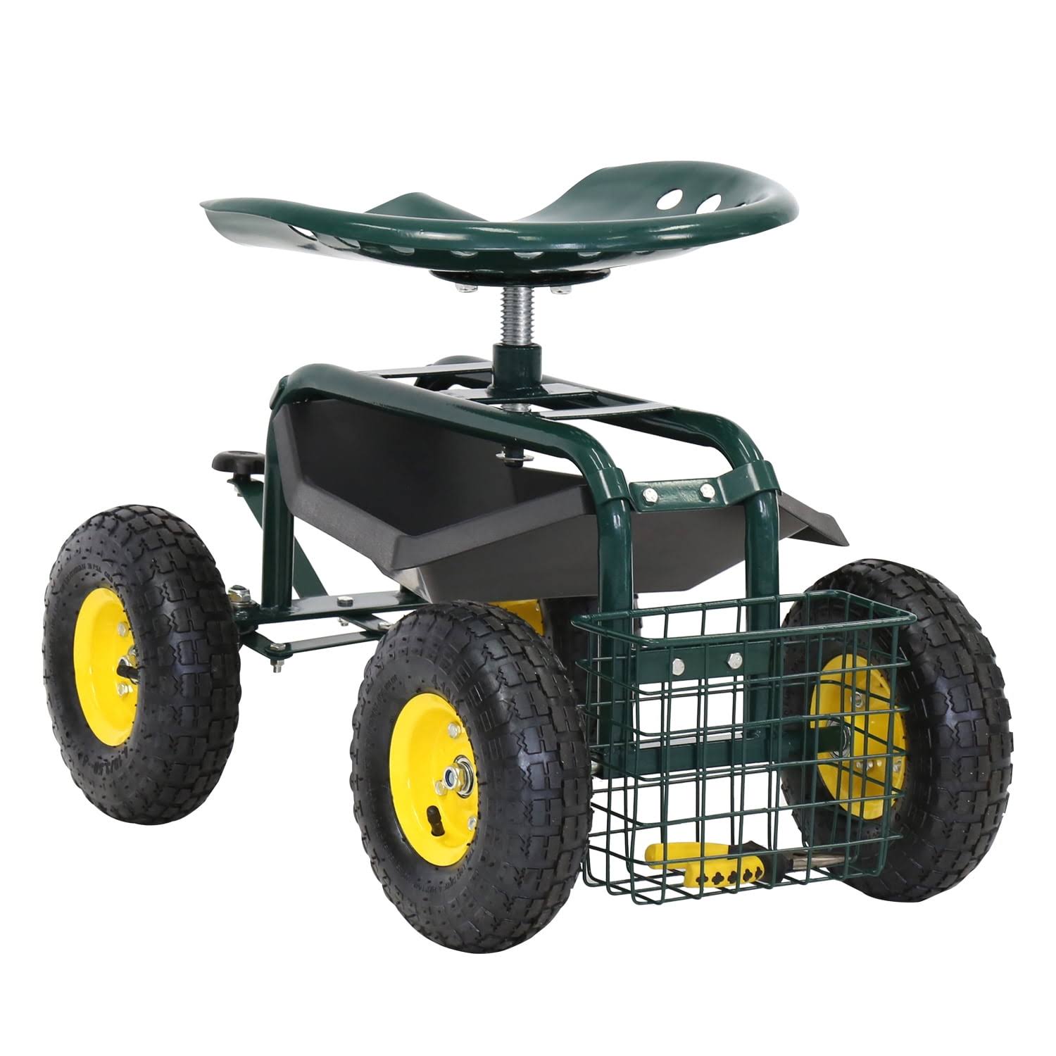 Kinbor Garden Cart Rolling Work Seat with Tool Tray Heavy Duty Gardening Planting New