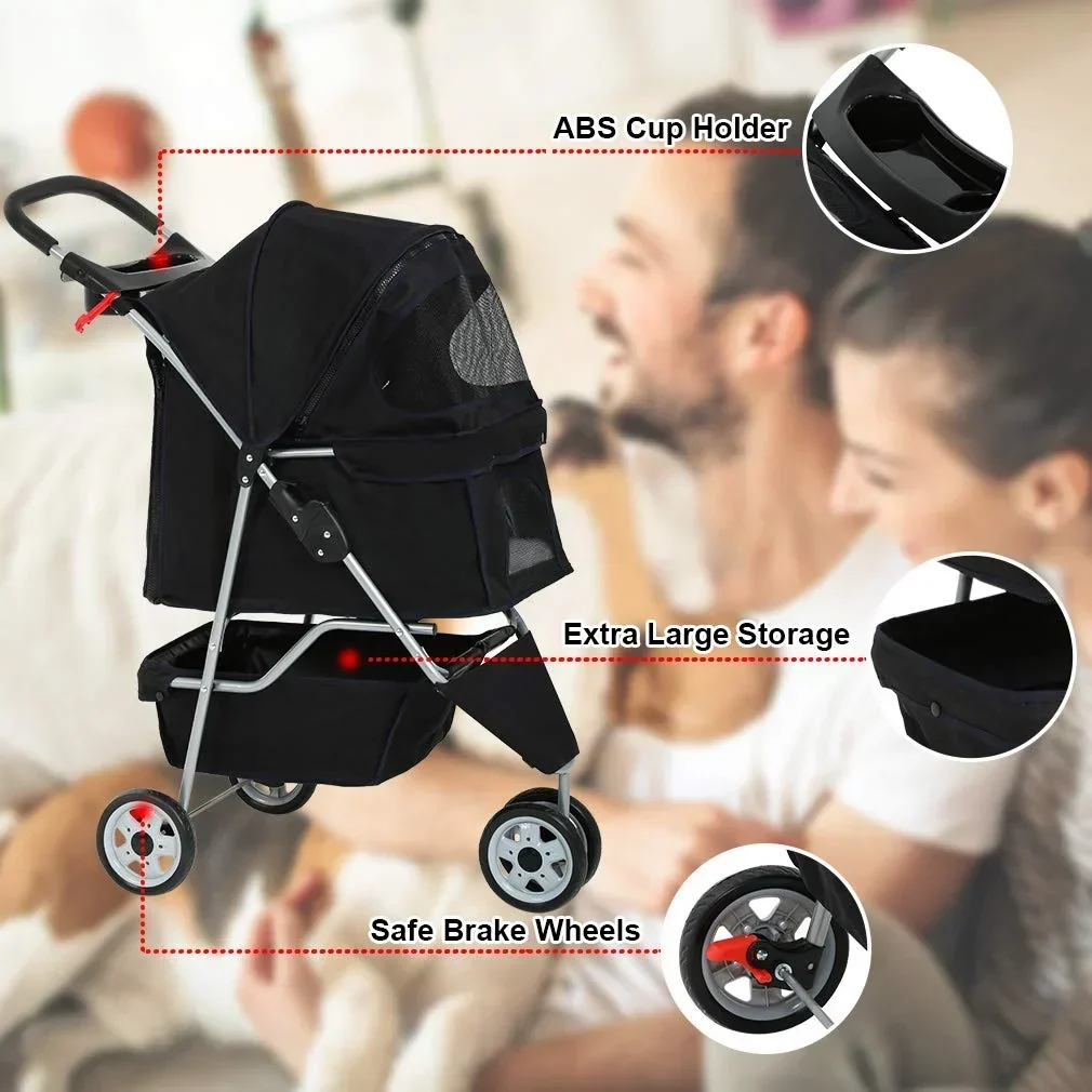 Bestpet Pet Stroller, 3 Wheels Travel Folding Carrier - T13 - Image 2