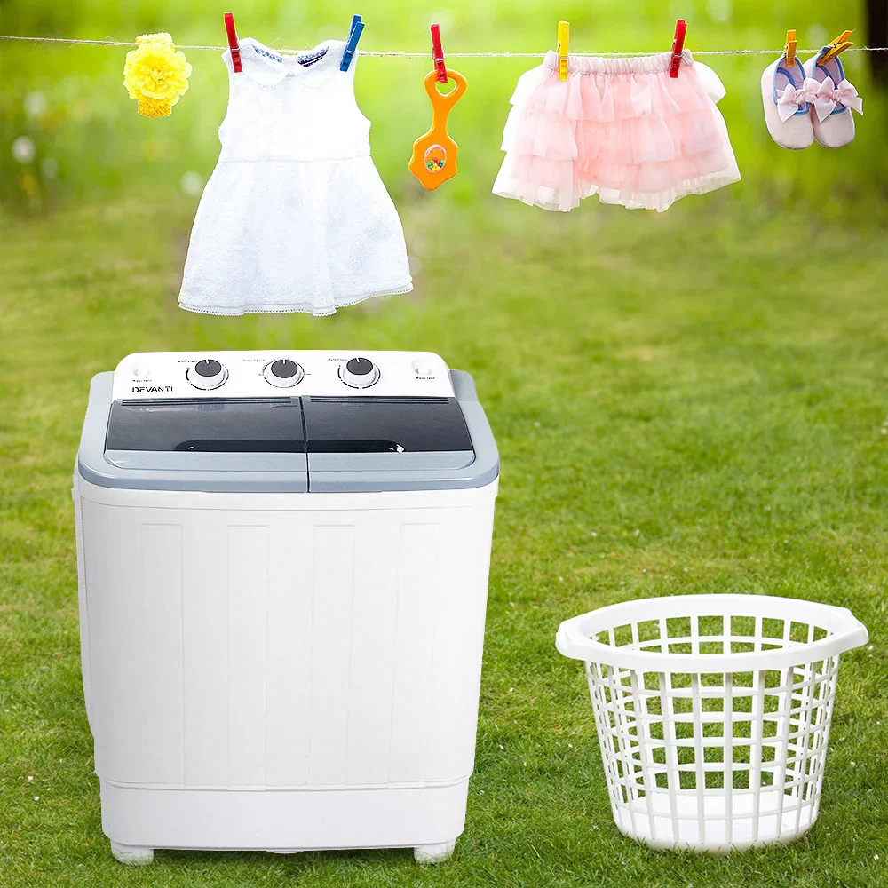 Devanti Twin Tub Portable Washing Machine 5KG - White - Image 8