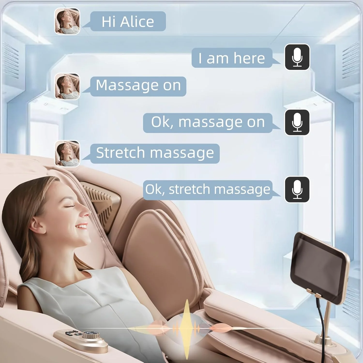 MassaMAX 4D Full Body Massage Chair With Auto Footrest, SL Track, Zero Gravity, Heating, Golden - MT339 - Image 9