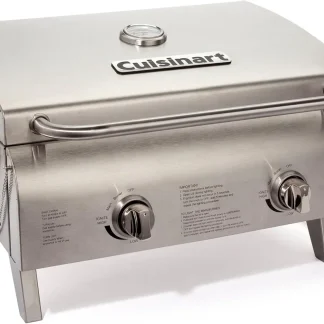 Cuisinart Chef's Style Tabletop Portable Propane Grill, 20,000 BTU Stainless Steel 2-Burner