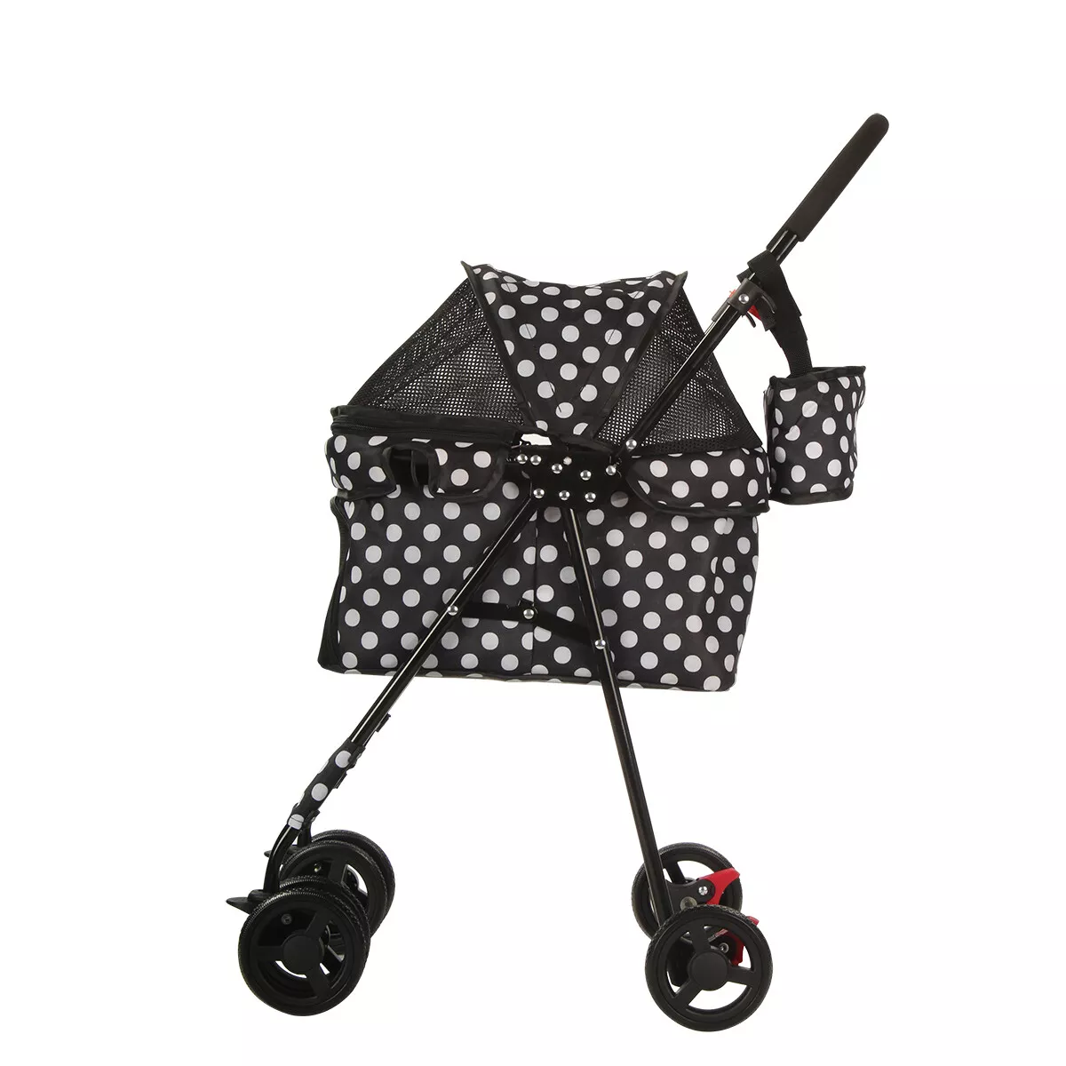 Foldable Pet Travel Stroller For Cats & Dogs, Waterproof, 4 Wheels, Black - Image 7