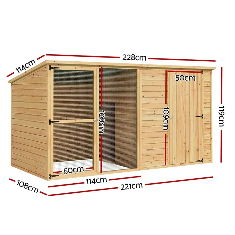i.Pet Extra-Large Outdoor Wooden Log-Style Dog House With Insulated Bed, 2.28m - Brown - Image 2