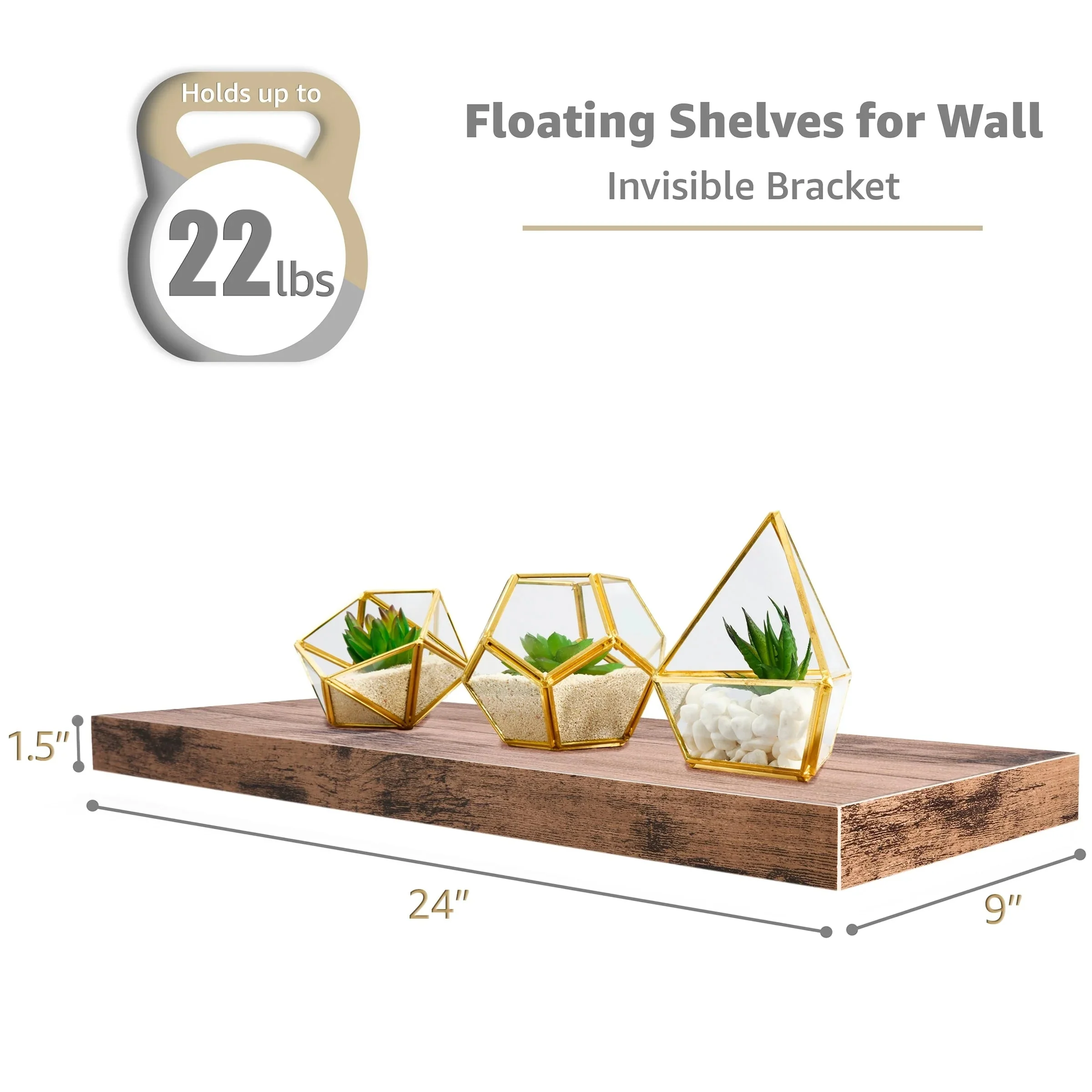 24 Inch Extra Long Floating Wall Shelf Set, 2 Count - Image 5