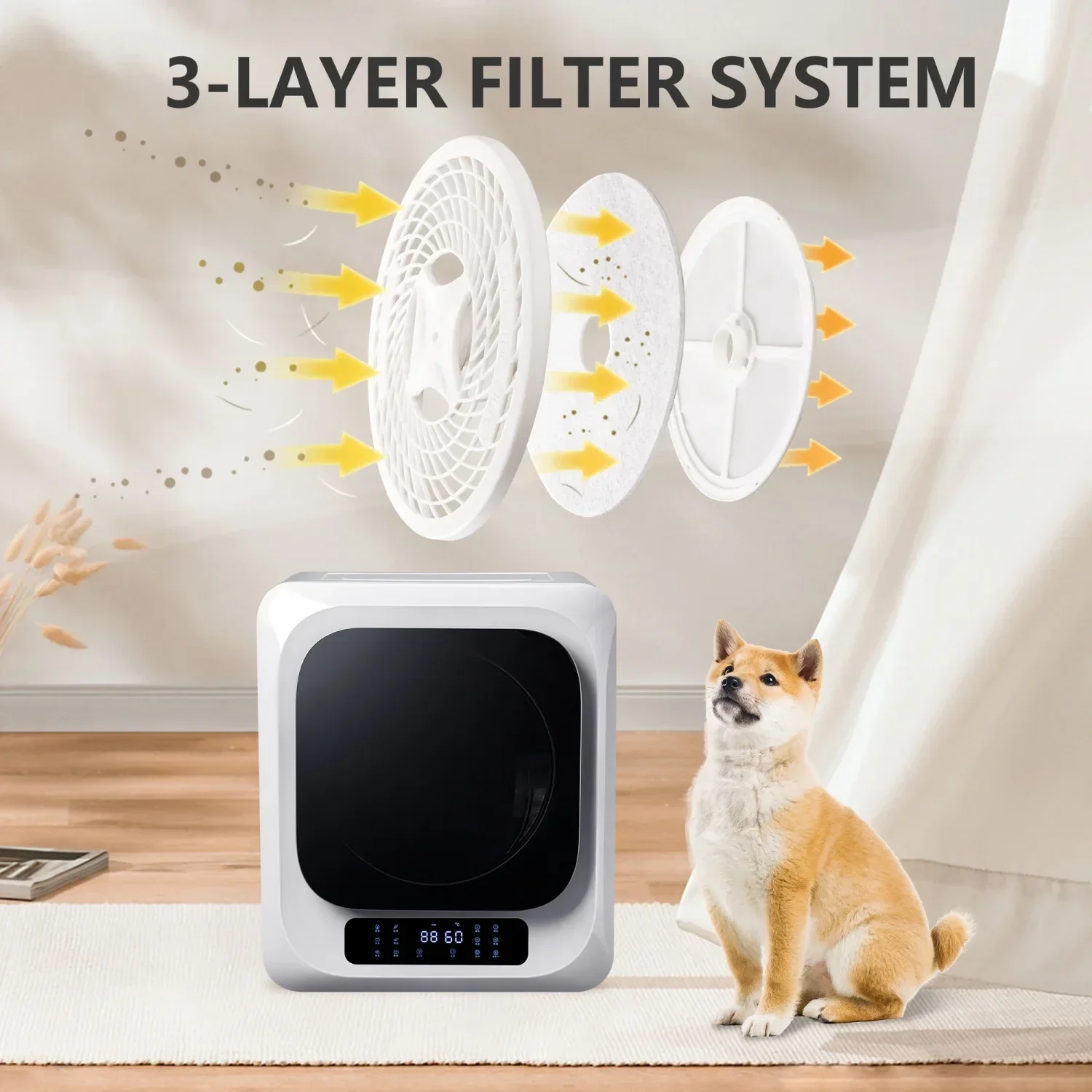 Portable Mini Clothes Dryer - White With Black Square Door - Image 5