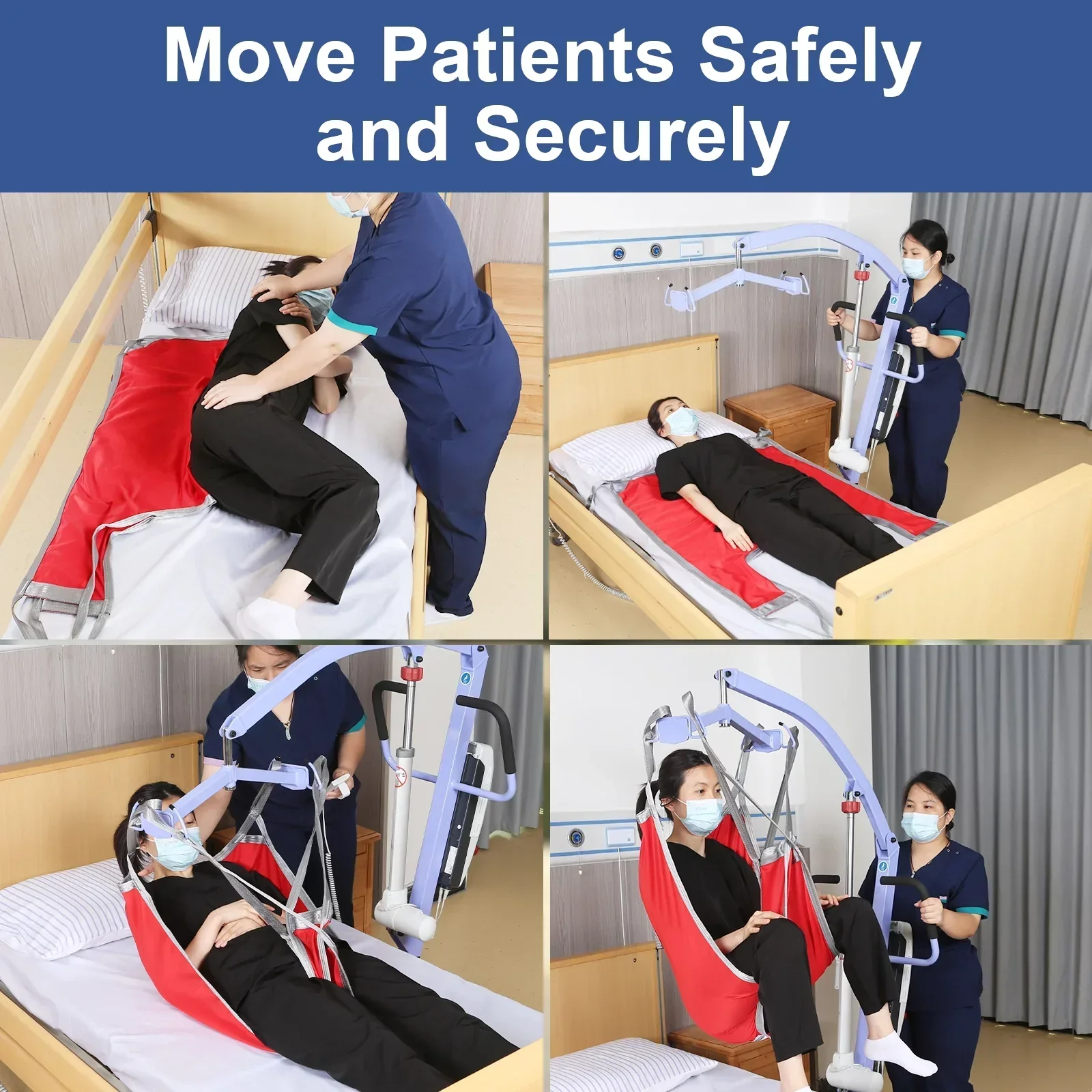 EZ Assistive Patient Lift Sling With Divided Leg, Red, Large, 500 lb Capacity - Image 5