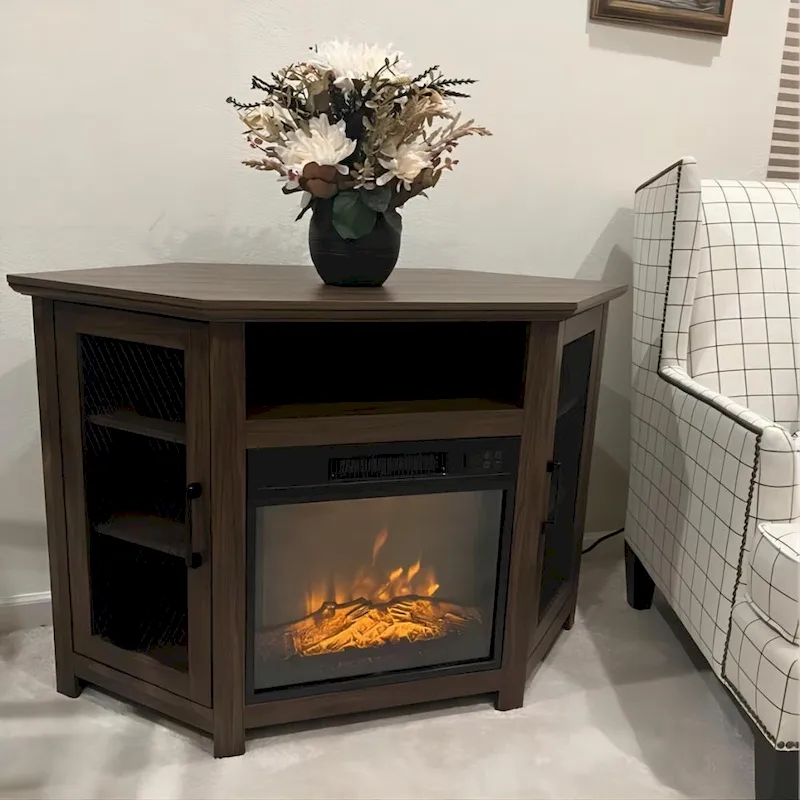 45 inch Industrial Corner Electric Fireplace TV Stand Console Table - 17 Electric Fireplace - Image 17