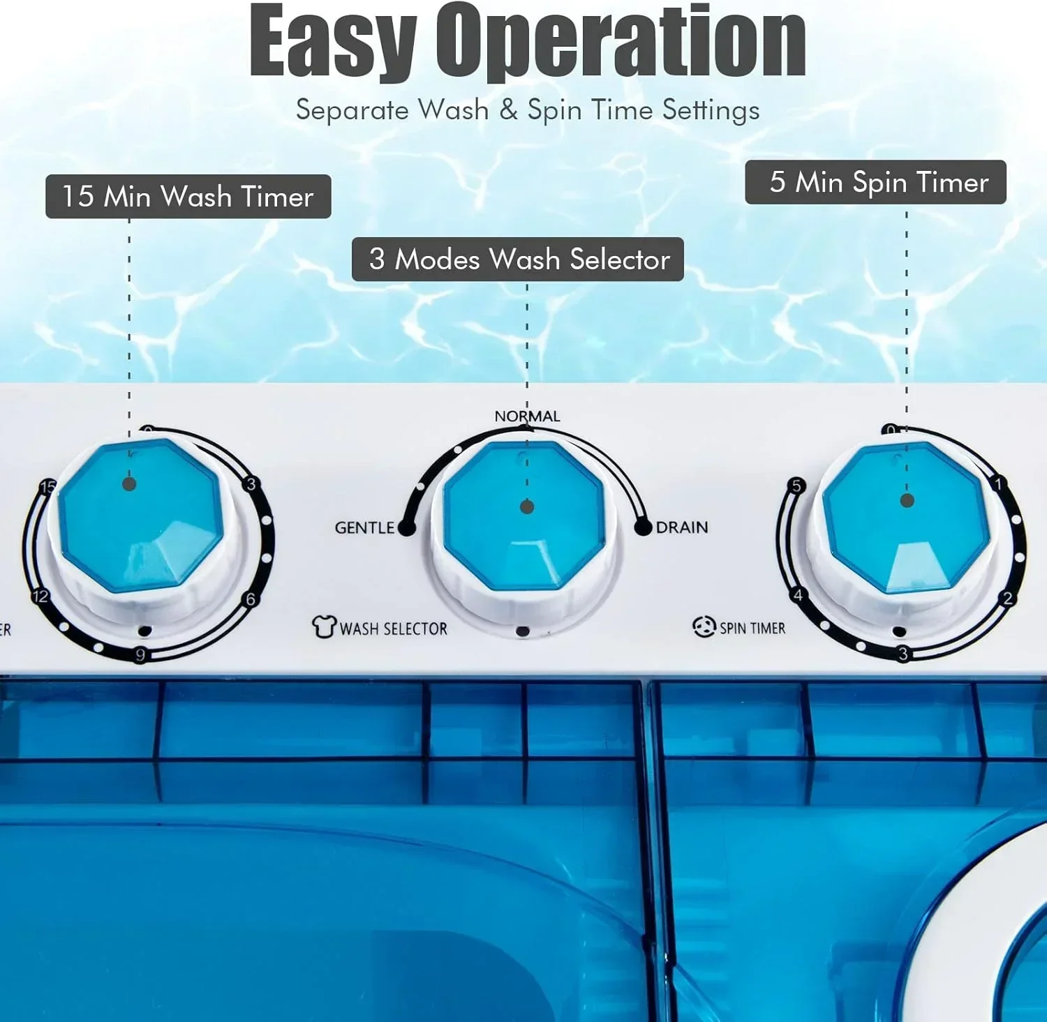 Costway Double Tub Washing Machine, 26 lb Capacity, 18 lb Wash, 8 lb Spin, Drain Pump - Image 13