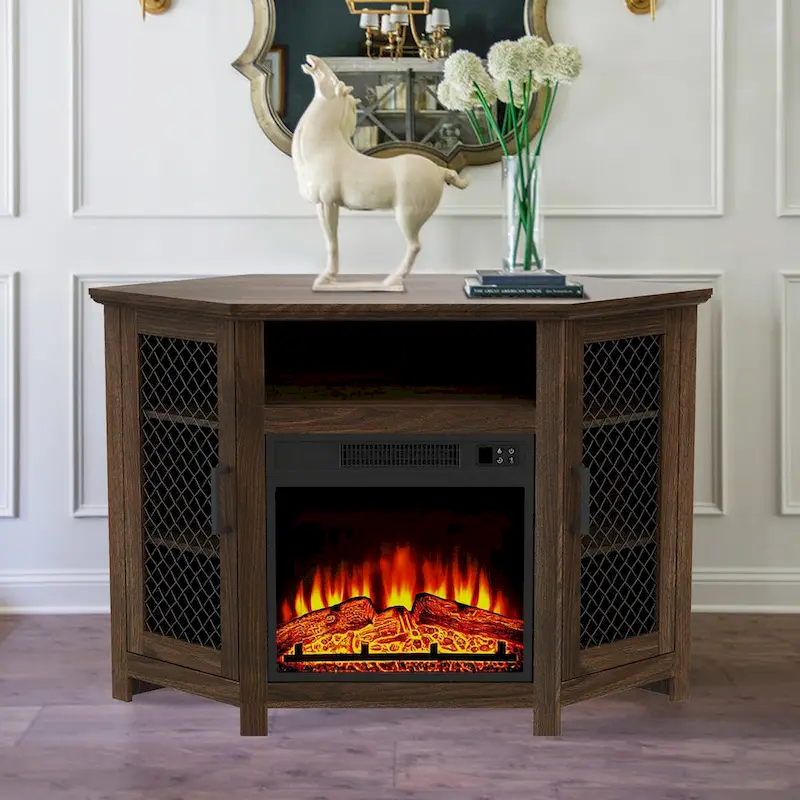 45 inch Industrial Corner Electric Fireplace TV Stand Console Table - 17 Electric Fireplace - Image 15