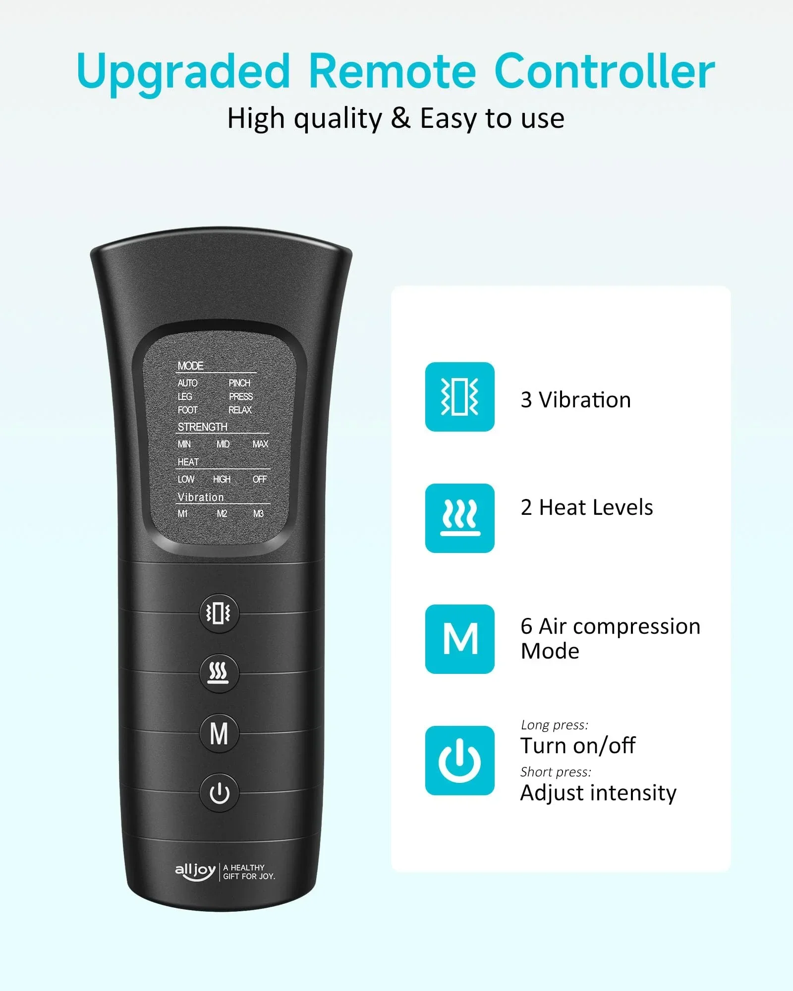 ALLJOY Leg And Foot Air Compression Massager With Heat, 6 Modes, 3 Intensities, 2 Heating Levels, 2 Extensions - Image 3