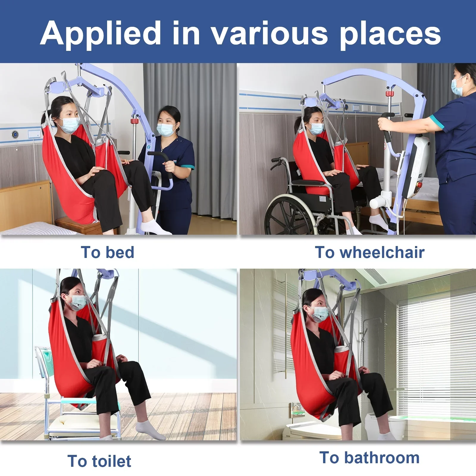 EZ Assistive Patient Lift Sling With Divided Leg, Red, Large, 500 lb Capacity - Image 6