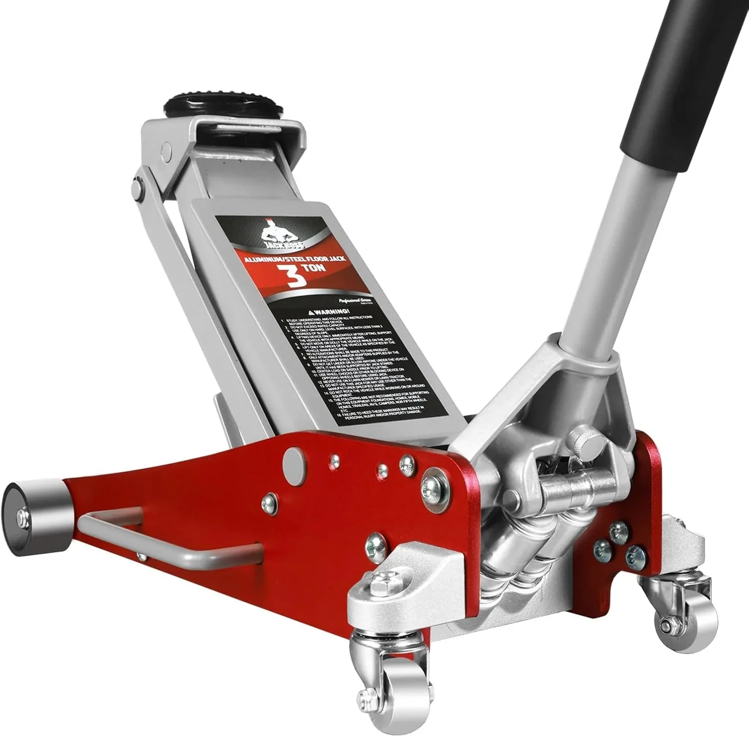 3 Ton Low Profile, Aluminum and Steel Racing Floor Jack with Dual Pistons Quick Lift Pump for Sport Utility Vehicle, Lifting Range 3-15/16" min to 18-5/16" max, Red - Image 9