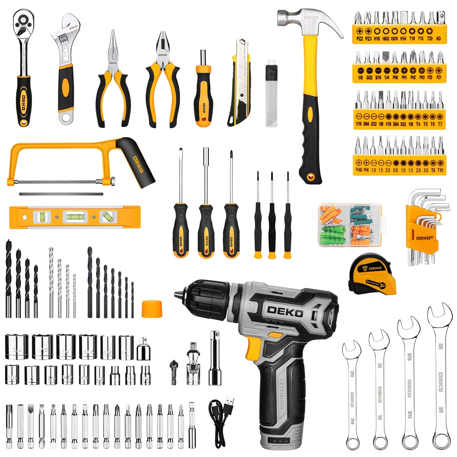 Tool Kit Box Drill Set: Home Mechanic Toolbox with 12V Power Cordless Drill - Image 3