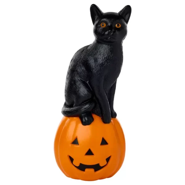 24″ Light-Up Blow Mold Pumpkin Cat