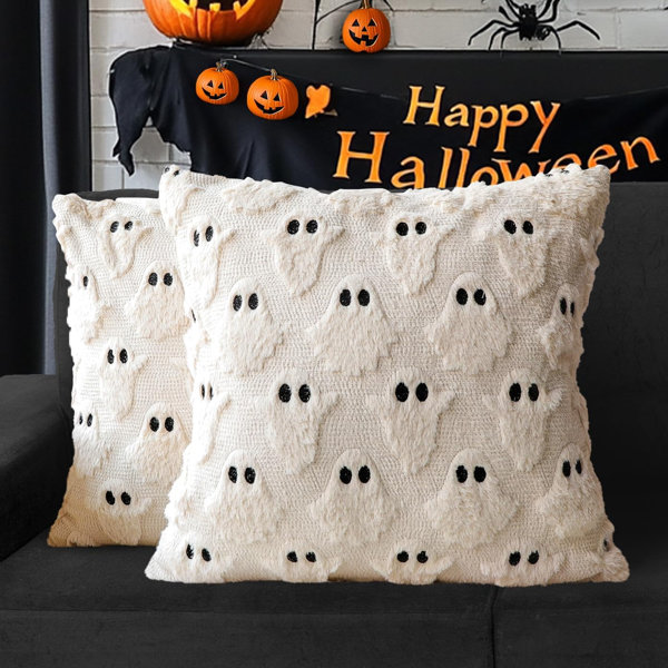 20×20 Inch Halloween Pillow Covers Set of 2,Beige Ghost Farmhouse Home Decor