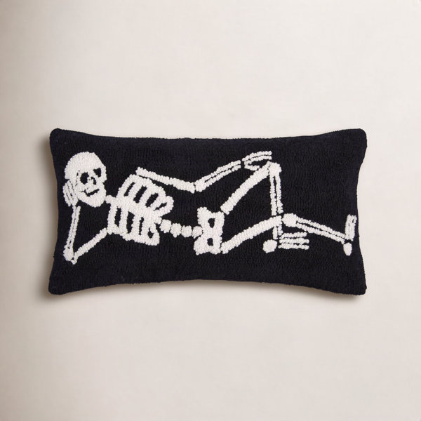 24″ x 12″ Relaxed Skeleton Hooked Throw Pillow
