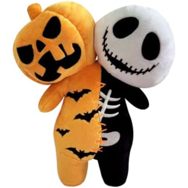 Reversible Halloween Plush Pumpkin Skeleton Glow In The Dark 9.7 Inch, Spooky Horror Stuffed Animal Toy For Kids Adults Gifts Party Décor