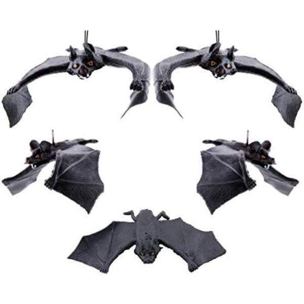 Very Ugly Rubber Bat, Halloween Decoration Prank Toy Simulation Hanging Bat,Pack Of 5