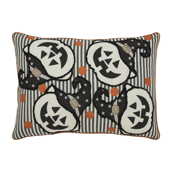 Witchy Pumpkins Striped Pillow 14×20