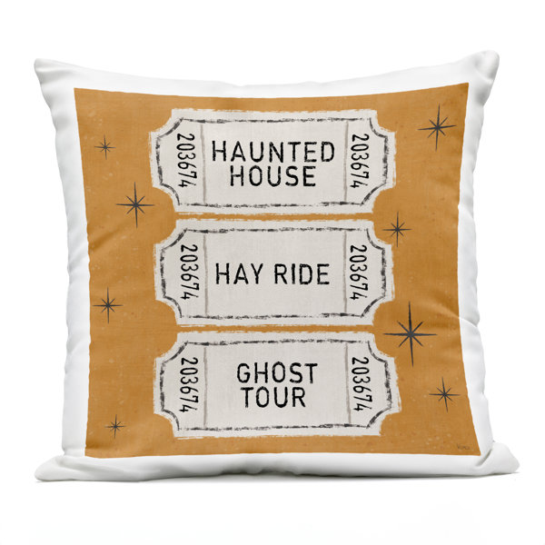 Halloween Activities Tickets Outdoor Printed Pillow, design by Veronique Charron