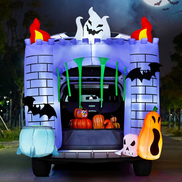 6ft Halloween Inflatable Haunted Castle LED Trunk or Treat Car Decorations