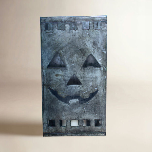 13.5″ Tin Jack-O-Lantern Luminary Set of 6, Halloween Metal Lanterns Décor
