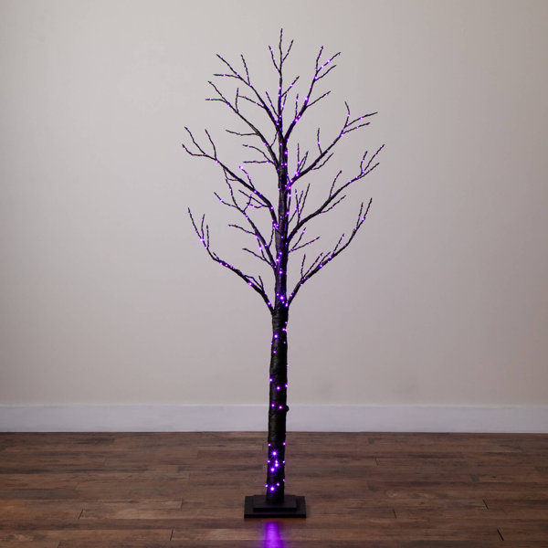 6Ft. Pre-Lit Artificial Halloween Twig Tree With 480 Orange & Purple LED Lights
