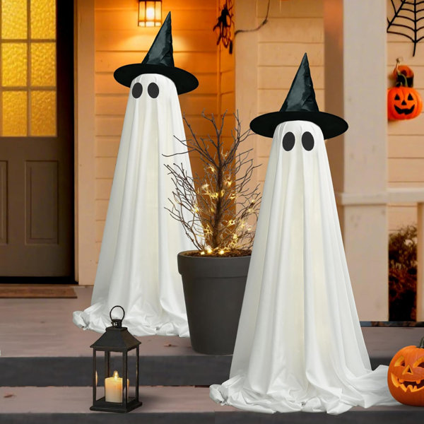 2Packs Halloween Ghost Decorations – Light Up Spooky Ghost With Remote Control LED String Lights, Indoor Outdoor Decor For Yards Porch Gardens Lawn Party