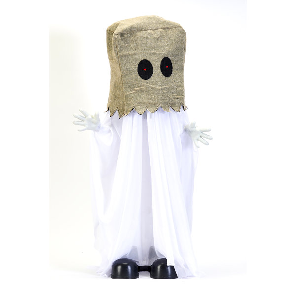 32″ Animated Halloween Swaying Floor Standing Ghost with Bag over Head
