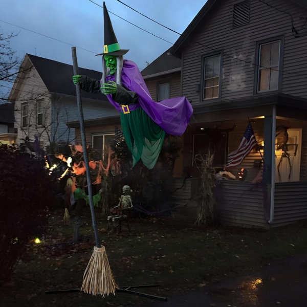 Halloween Decorations Outdoor – 11.5 Ft Animated Hovering Witch Animatronics – Sound & Touch Activated Sensor – Scary Decor Props for Home Outside Garden Yard Lawn Party Decoration