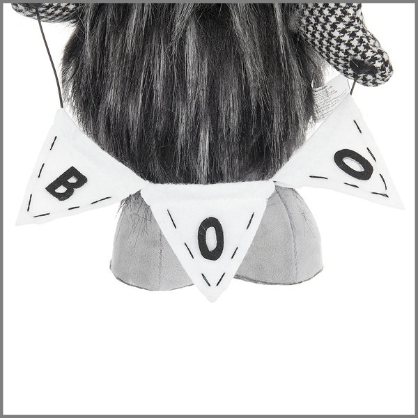 Set of 2, 6x4x20″ Fabric Black Gnome with ‘Boo’ Banner, for Halloween Decor