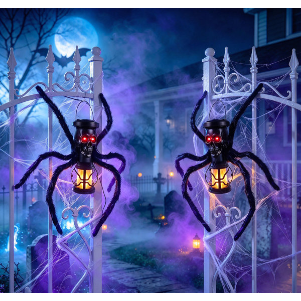 2 Pack Halloween Skull Solar Lights Outdoor,，for patios, porches, yards, gardens, pathways, haunted houses, walkways, and indoor displays