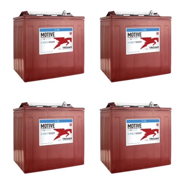 Trojan T - 105 - 6V 225ah Deep Cycle Golf Cart Batteries (Pack of 4)
