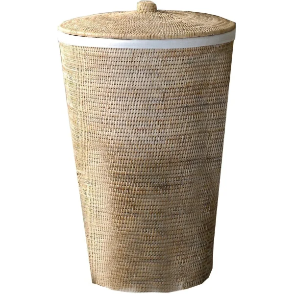AGM Home Store DWBA Malacca Single Hamper Laundry Basket With Lid 15x25in - Rattan