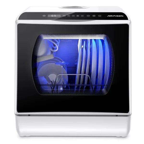 AIRMSEN Portable Countertop Dishwasher With 5L Built-In Water Tank And 5 Washing Programs - AE-TDQR03