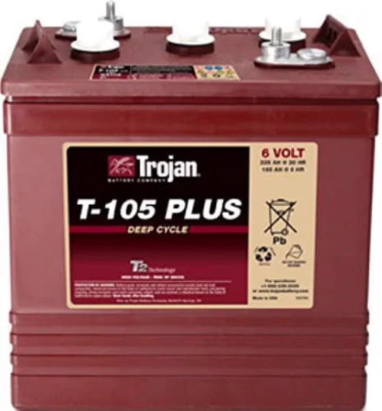 Trojan T - 105 Plus 6 Volt (Pack of 4) Deep Cycle Golf Cart Batteries, Rechargeable